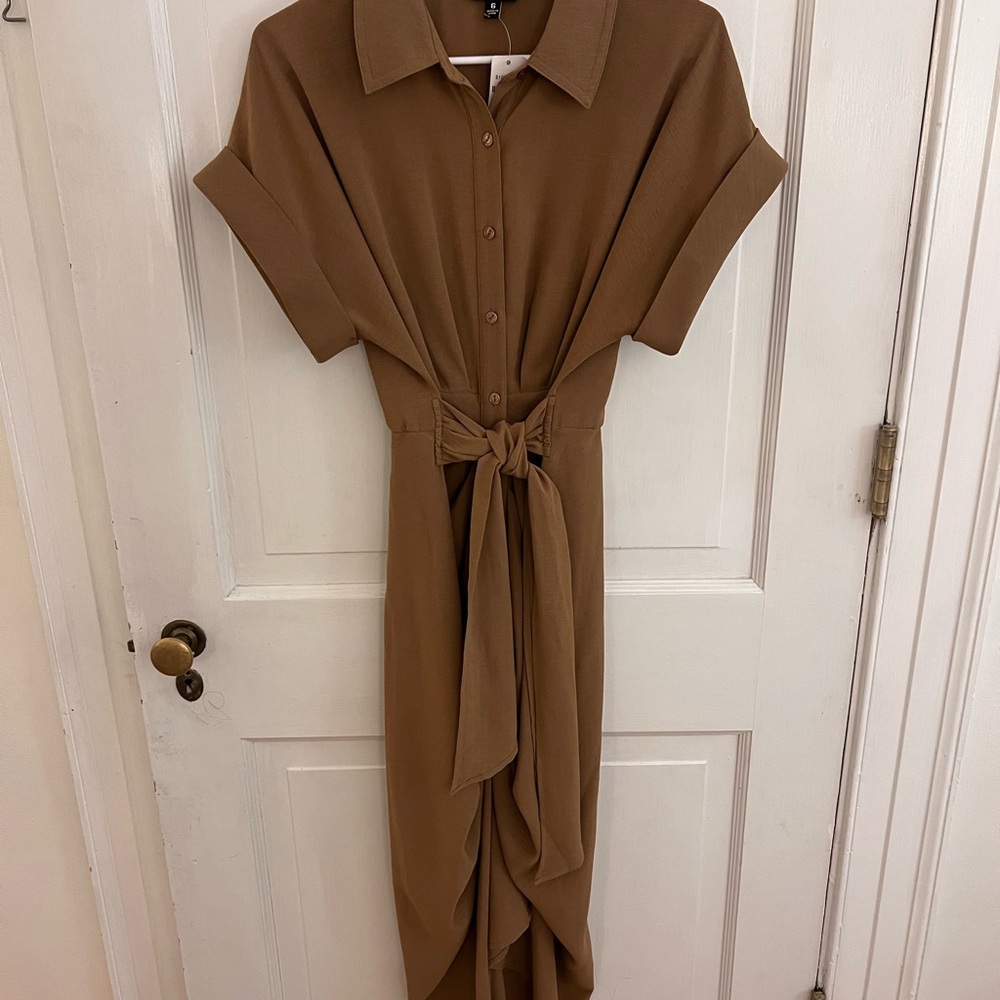 Steve Madden Tan Polo Collar Midi Dress